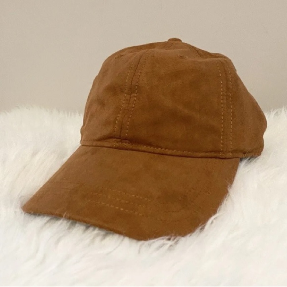 $59.50 J Crew Faux Suede Adjustable Light Cognac Brown Baseball Cap Hat NEW NWT - Picture 4 of 9